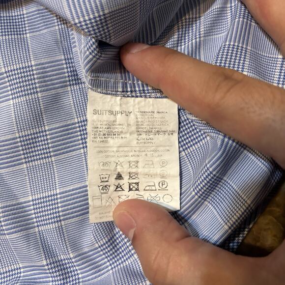 Suitsupply Shirt Mens 43 17 Extra Slim Fit Blue Egyptian Cotton Tessitura Monti - Picture 9 of 11